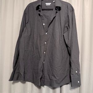 Haggar Men's Charcoal Casual Button Down Shirt